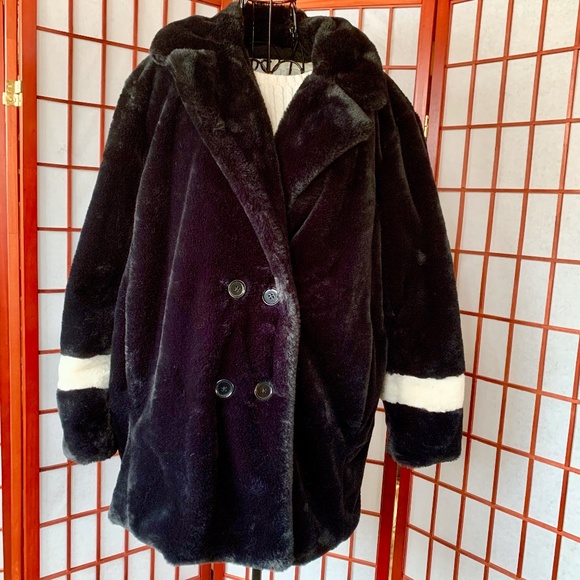 Kensie Black & White Teddy Bear Coat NWT - Picture 1 of 6